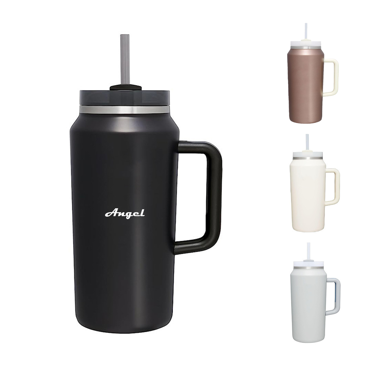 64oz Insulated Water Bottle With Handle Straw, custom water bottle with logo imprint 2