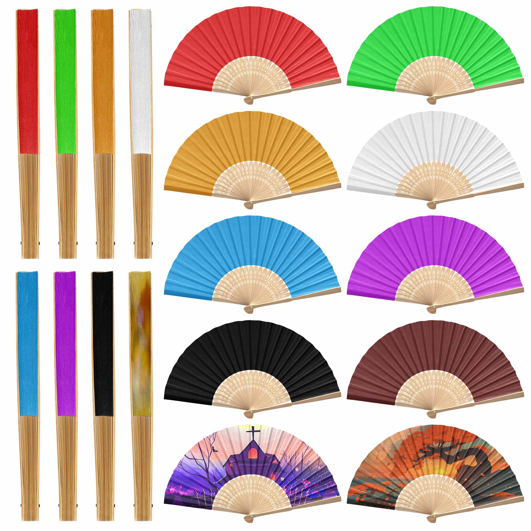 8" Folding Paper Hand Fan 2