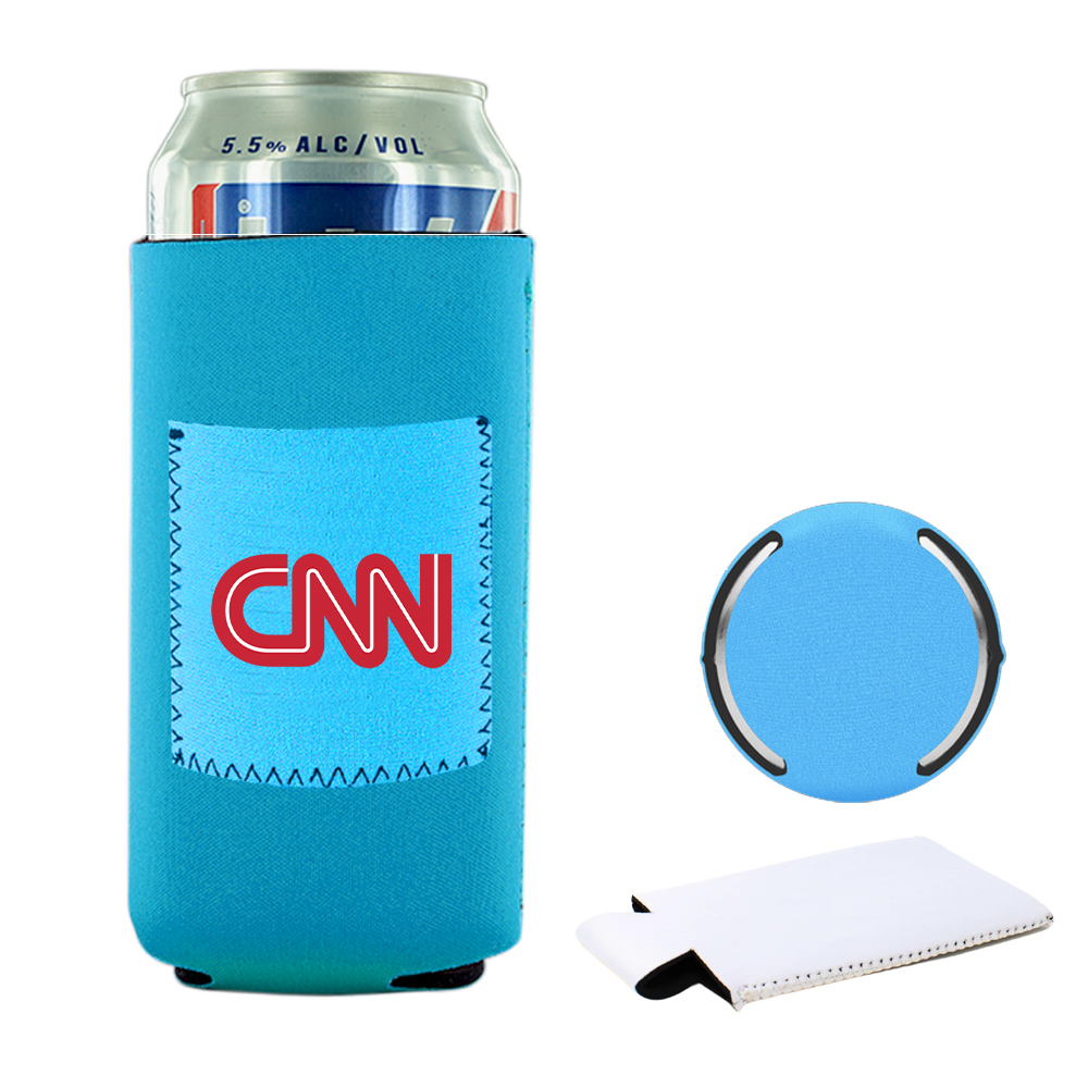 Tall Collapsible Neoprene Can Cooler With Pouch 6.29" X 3.54" 4