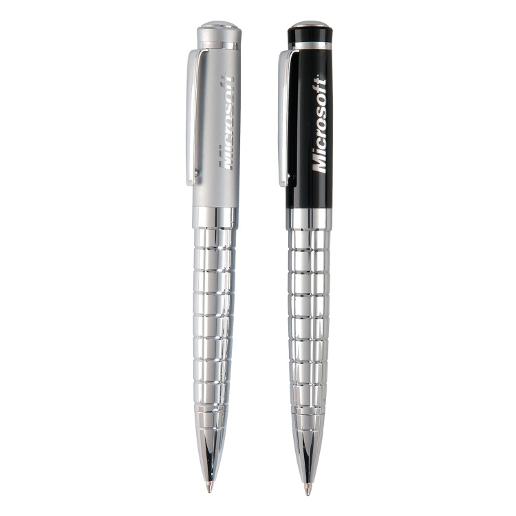 Chrome Barrel w/ Unique Cross Cut Ballpoint Pen