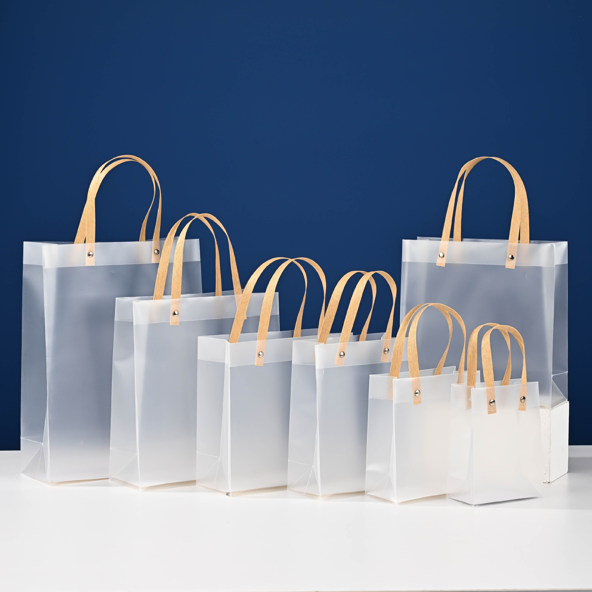 Transparent Plastic Shopping Bag Handle Retail Boutique 2