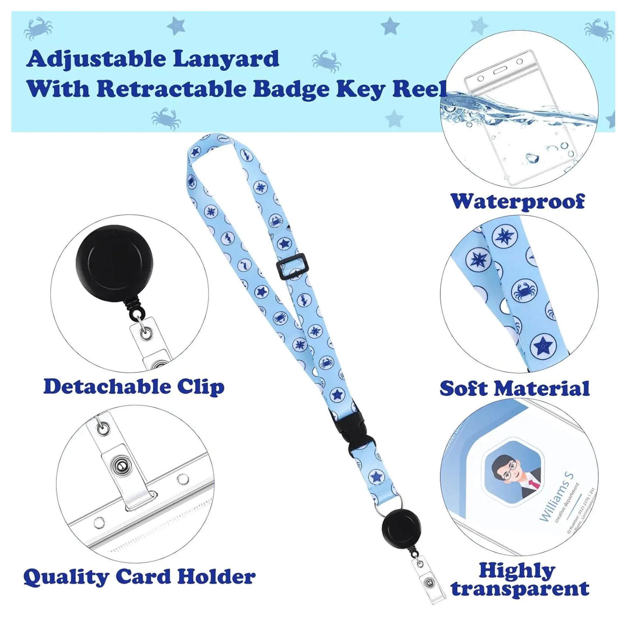 Waterproof Retractable Lanyard with ID Badge Holder 1
