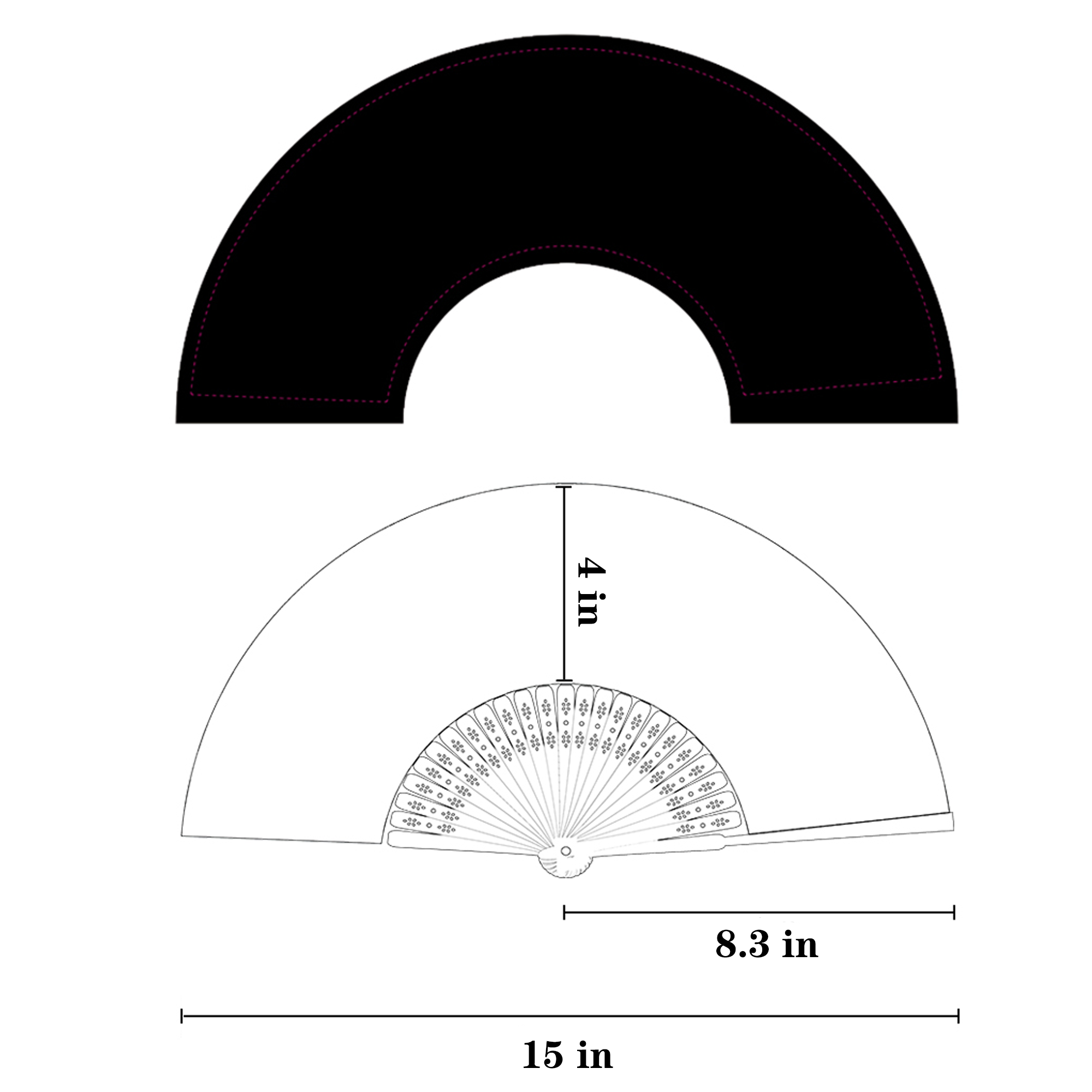 8.3 " Folding Bamboo Paper Fan 3