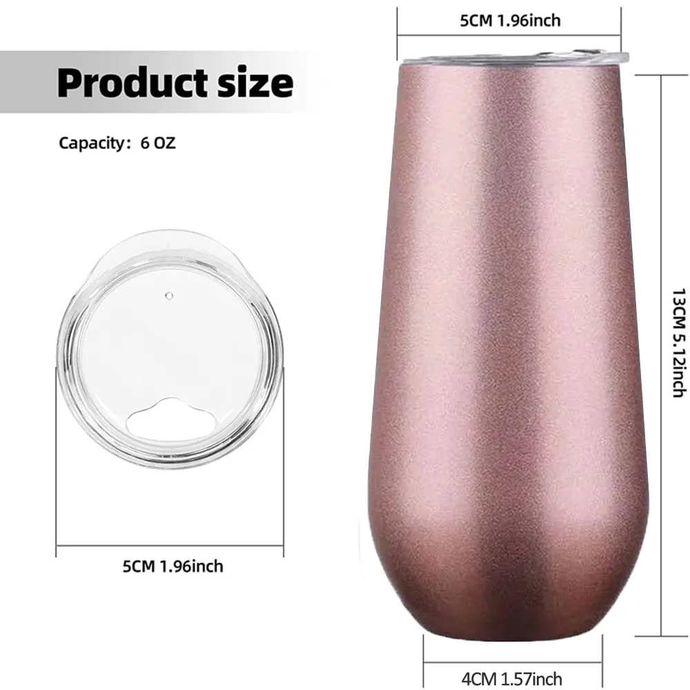 Insulated Champagne Flute With Top Lid Stainless Steel Cup 16