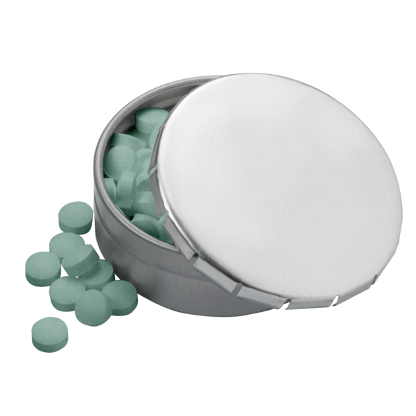 2 1/8" Large Round Push Tin with Mints 19