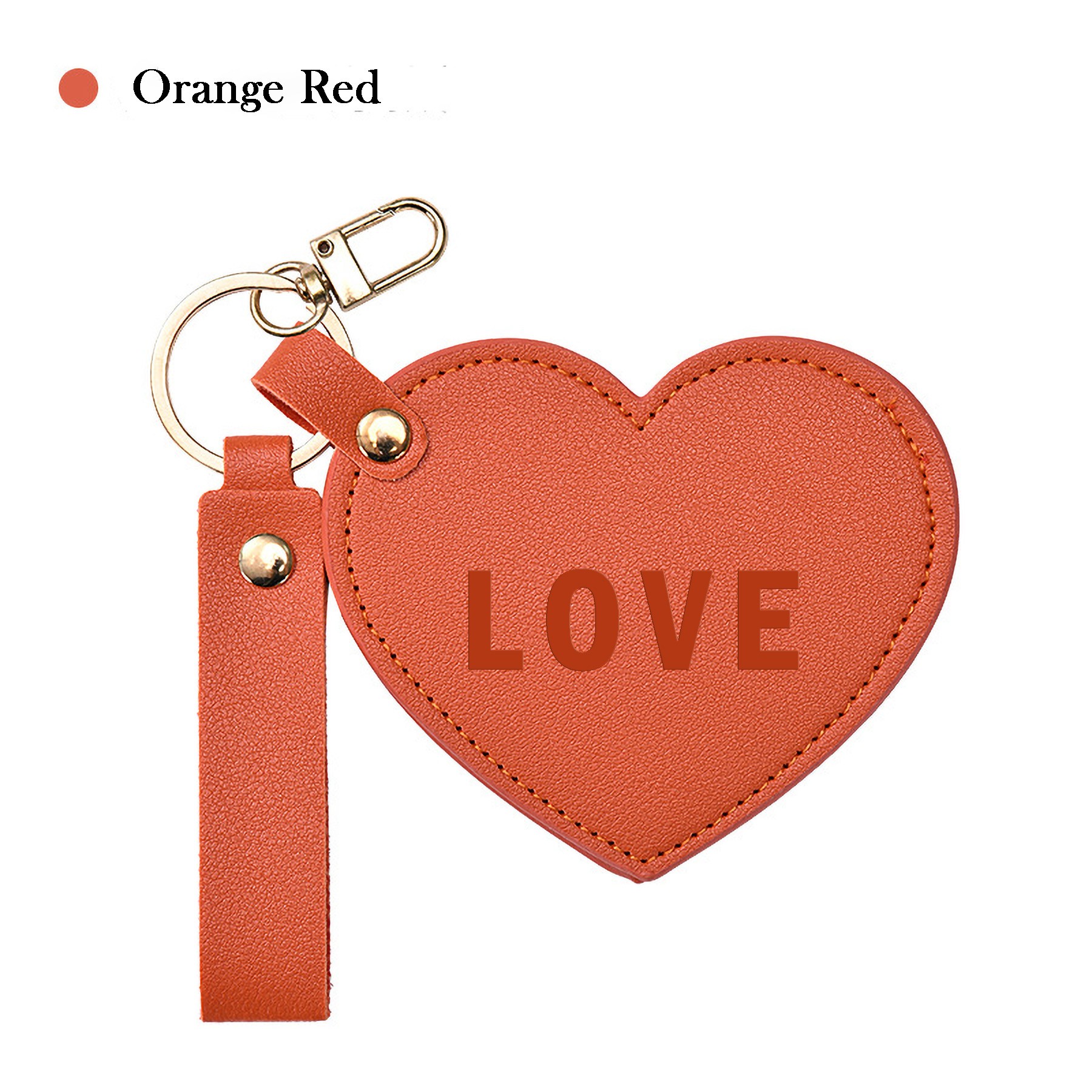 Leather Key Chain With Heart-Shaped Makeup Mirror 9