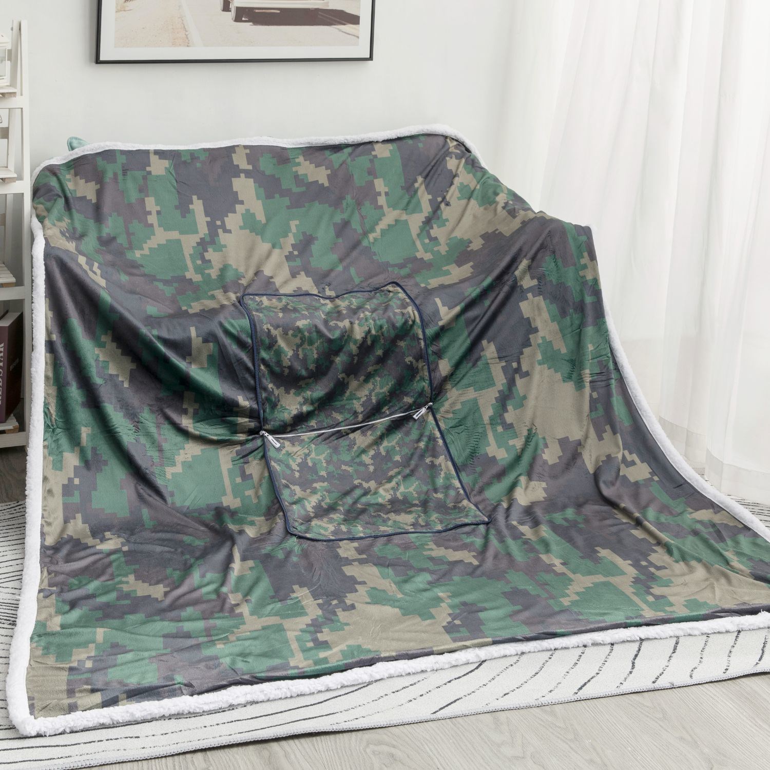 60" x 80" Oversize Sherpa Crystal Velvet Sublimation Pillow Blanket