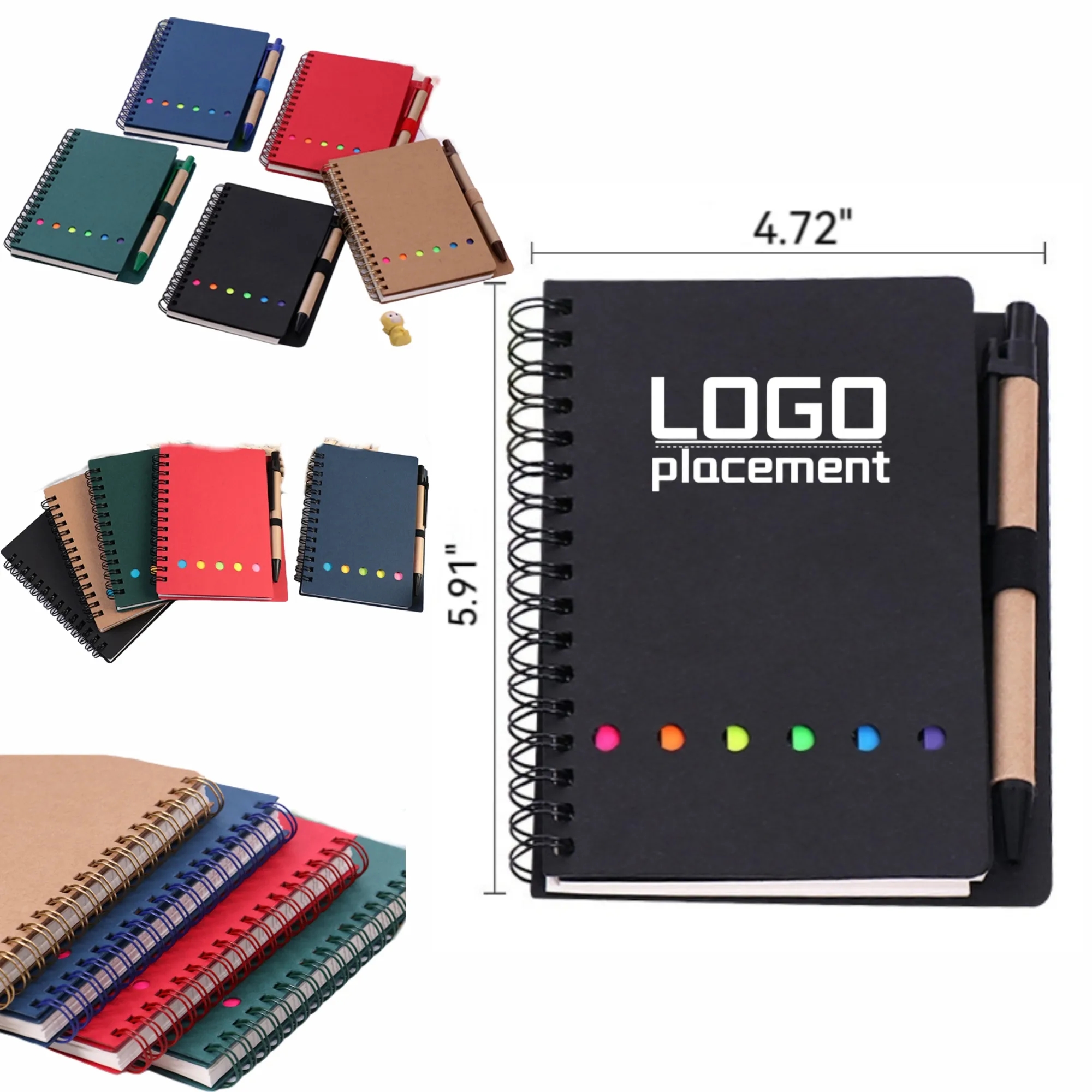 Promotional Pen Notebook, Kraft Spiral Book, Custom Logo 2
