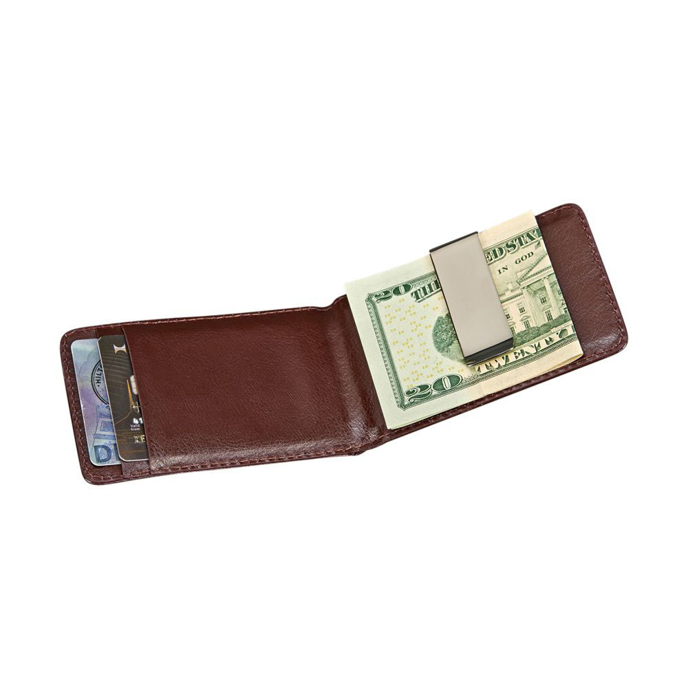 Brown leather money clip and wallet 3