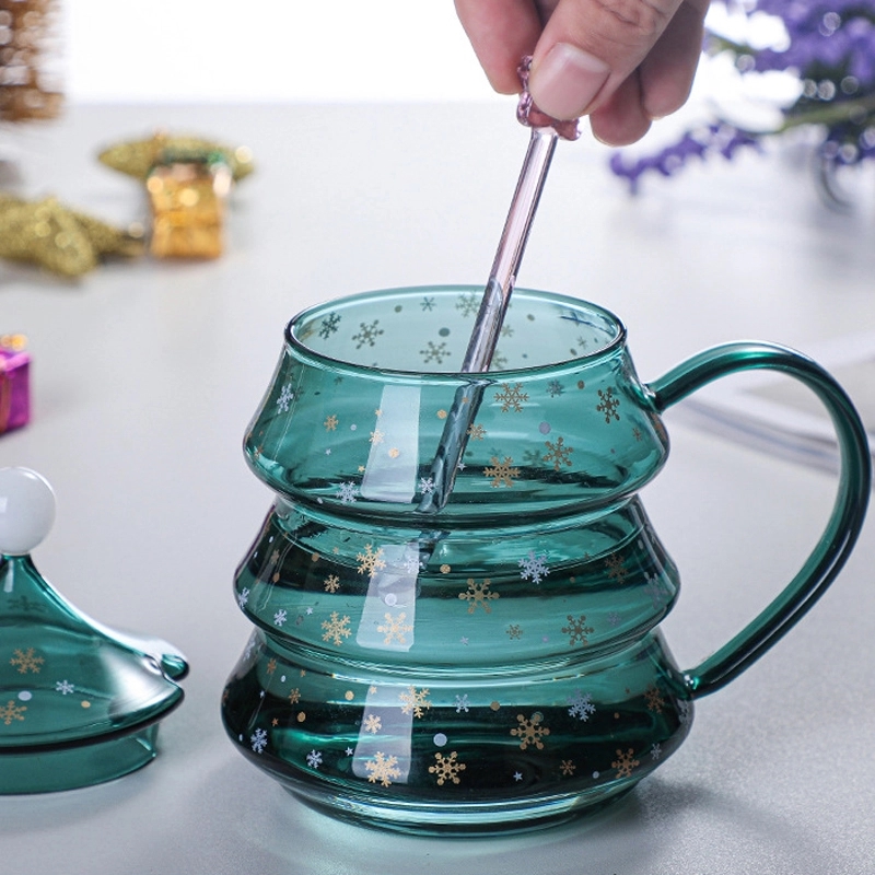 13/16 OZ. Glass Christmas Tree Tea Coffee Mug & Gift Cup 2