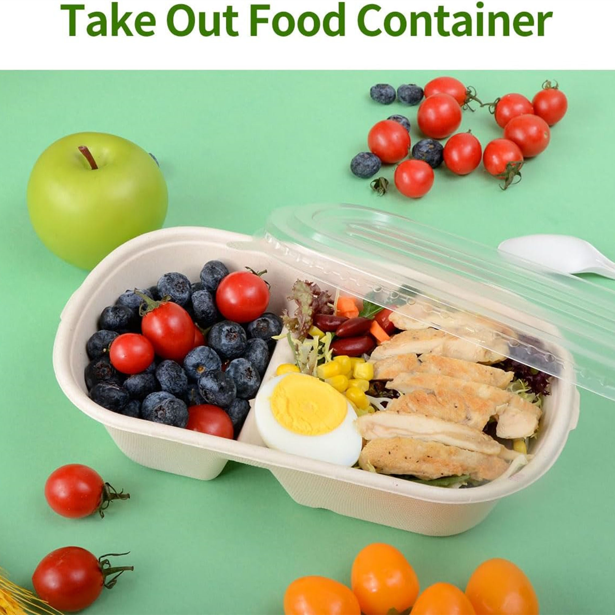 32 oz Large 2 Compartment Paper Bowls With Lids 1