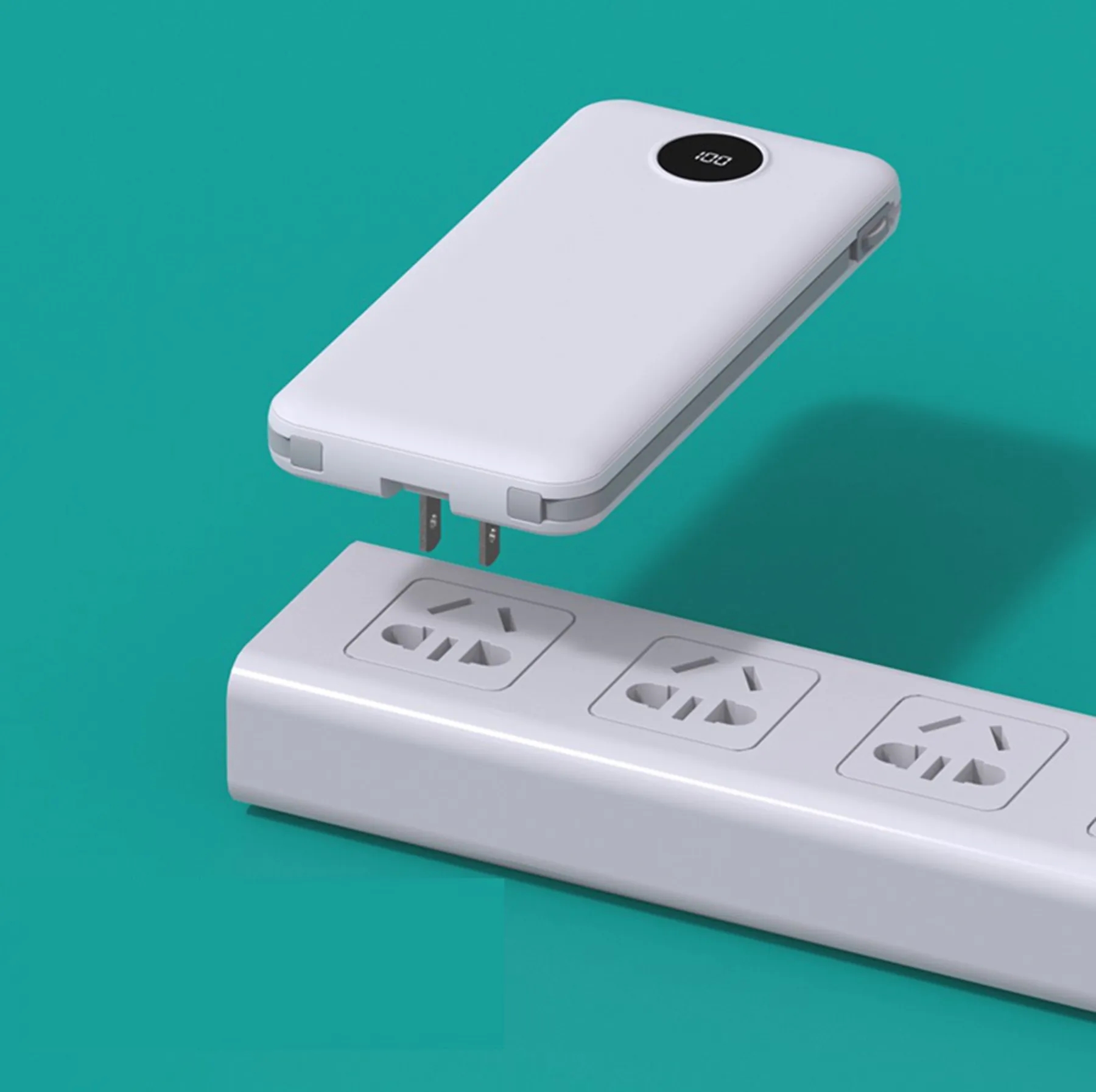 10000 mAh Digital Display Power Bank with Plug-in and Cable 7