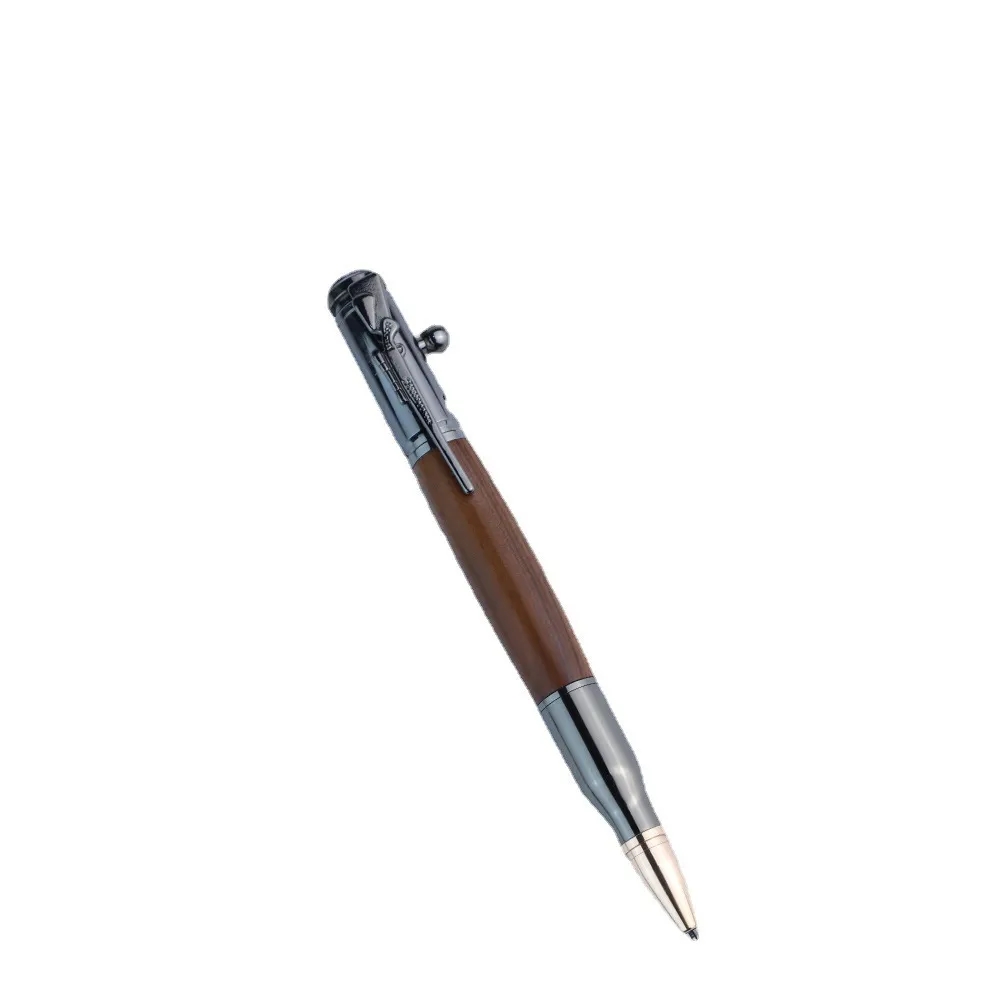 Bolt Action Pen Wood Ballpoint Bullet Shaped 4