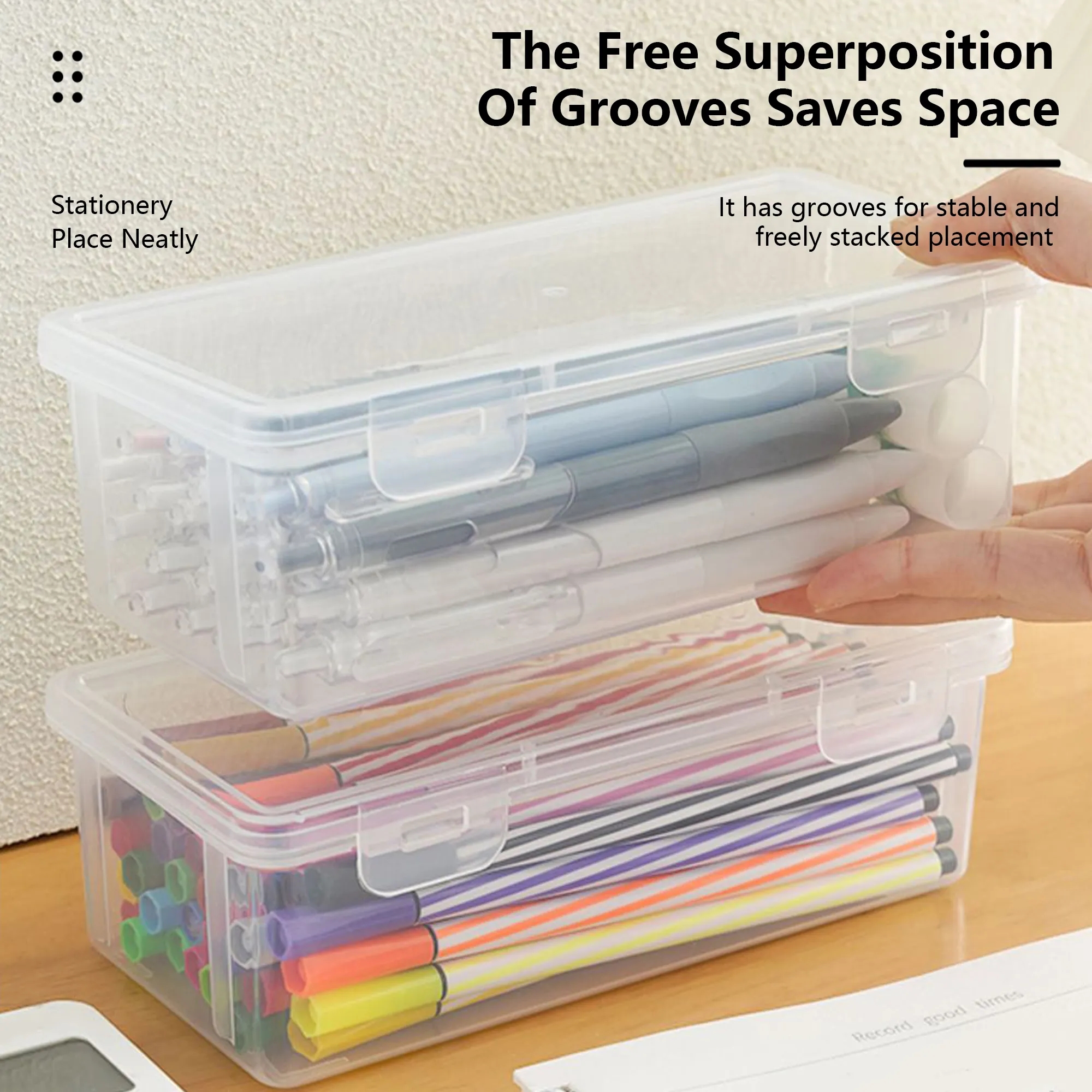 Clear Large-Capacity Stationery Storage Box 4