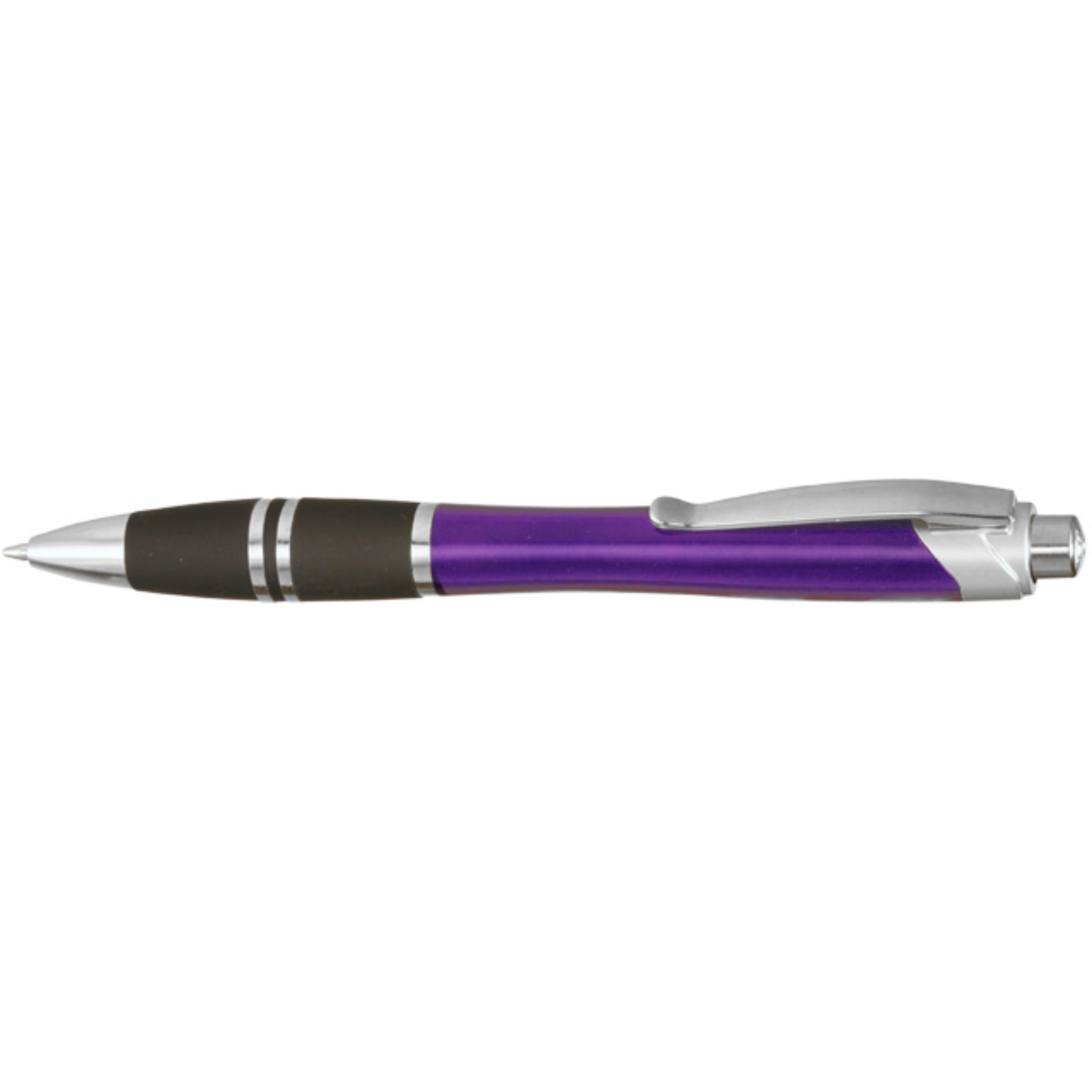 Silver Accent Plastic Pens w/ Rubber Grips & Colorful barrel 1