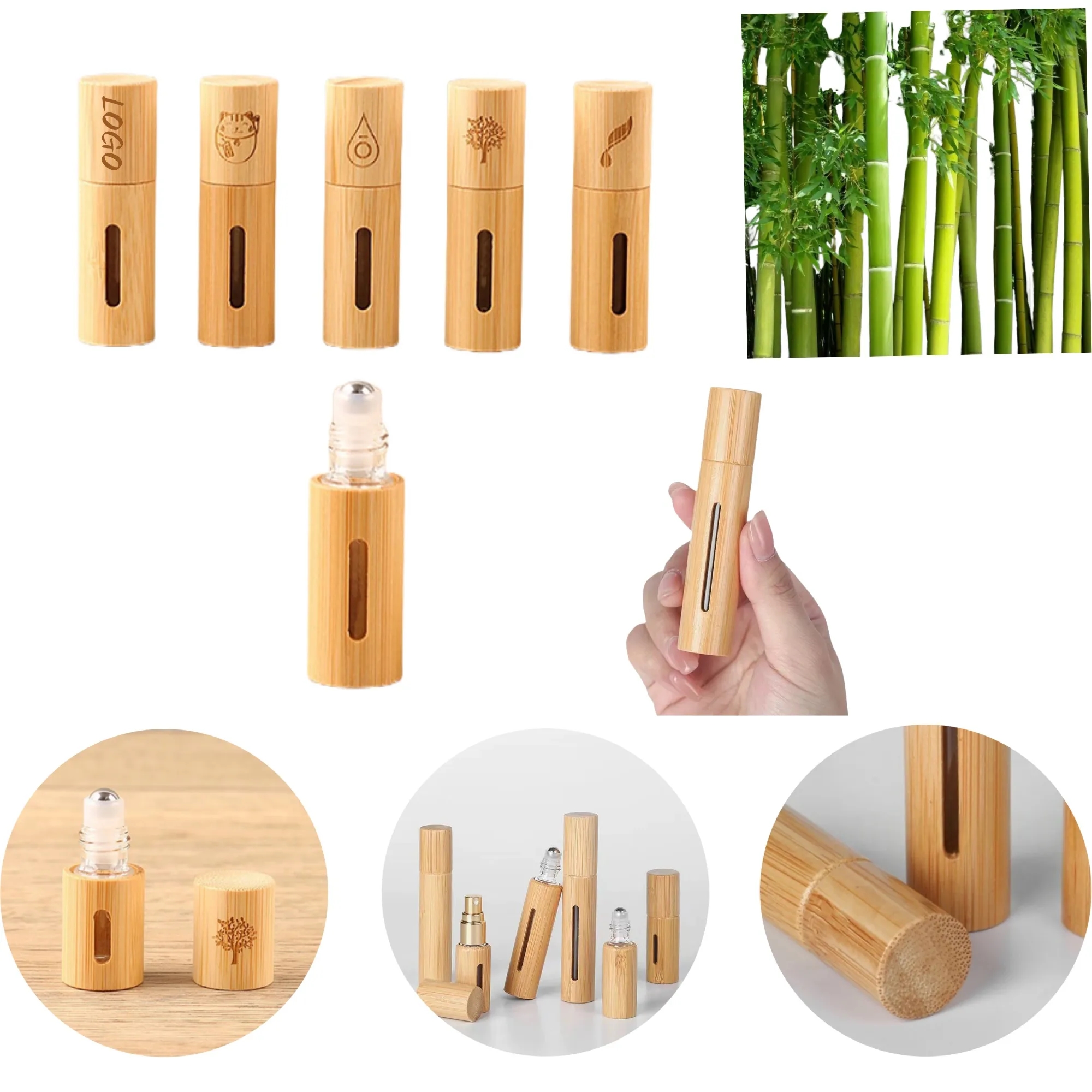 0.35Oz Mini Bamboo Window Roller Perfume Bottle Empty 4