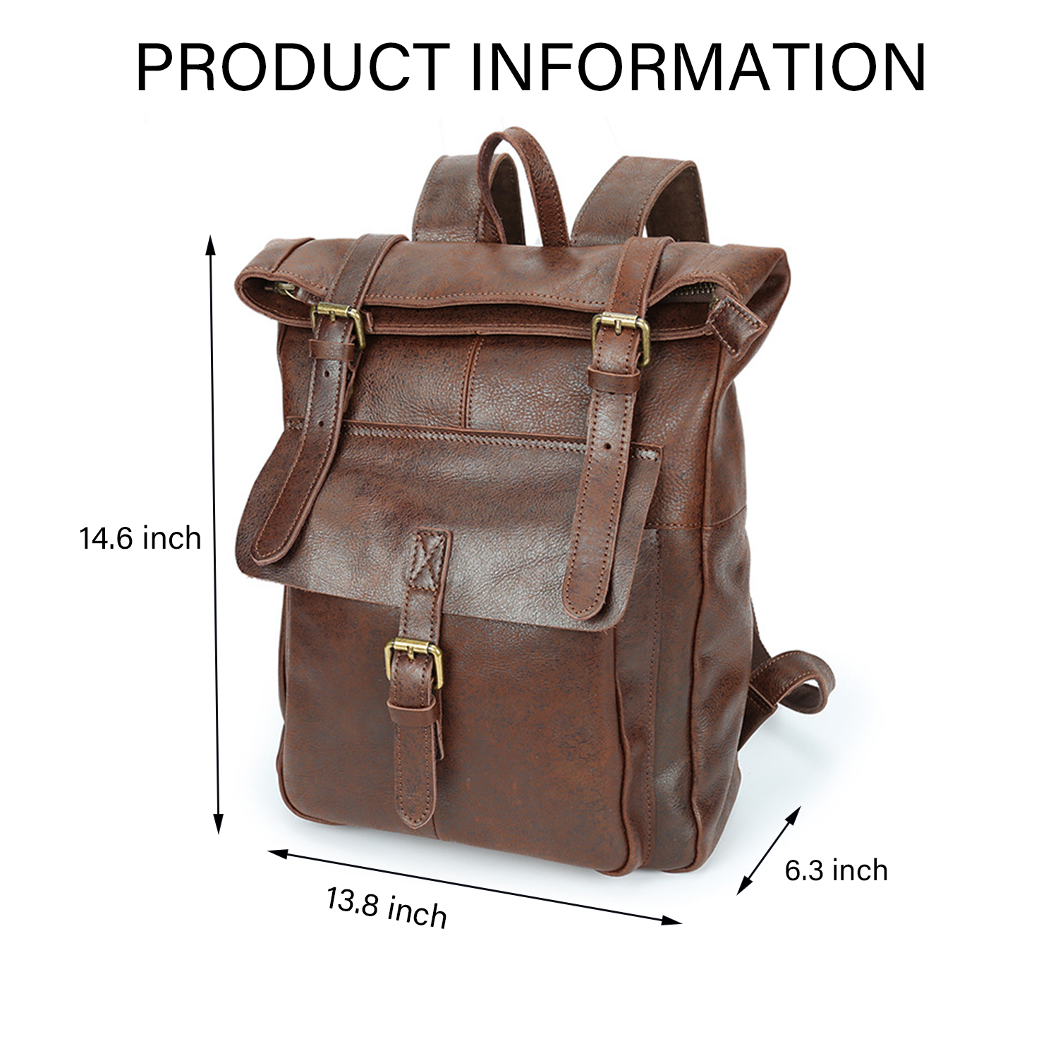 Large Waterproof Leather Backpack for Men and Women 2