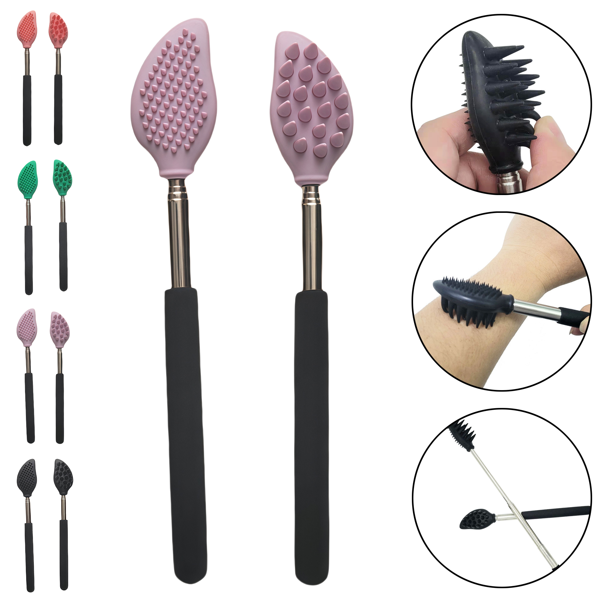 Dual-Sided Facial Cleansing Brush with Stainless Steel Back Massager 3