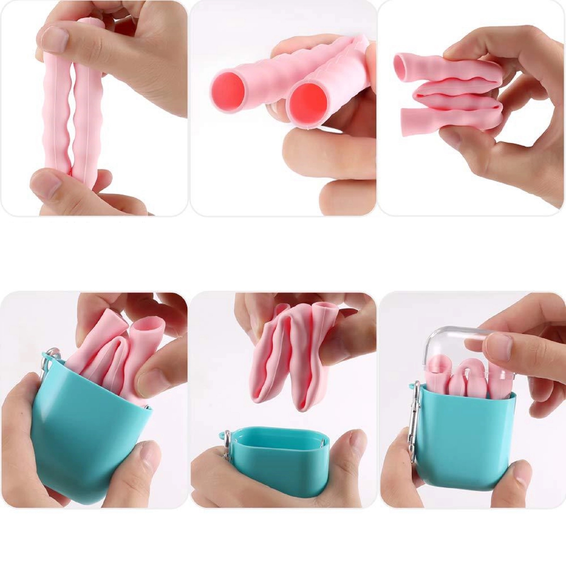 Silicone Reusable Straw with Case & Brush 4