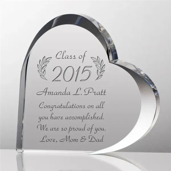 Personalized Beveled Heart Shaped Crystal Award 2
