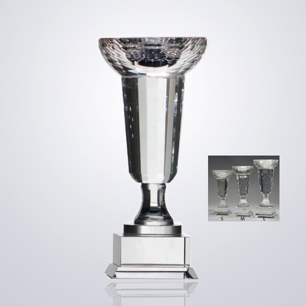 Crystal King's Bowl Trophy(Medium Size) with Sandblast Engraving-Deep Etch Engraving 1
