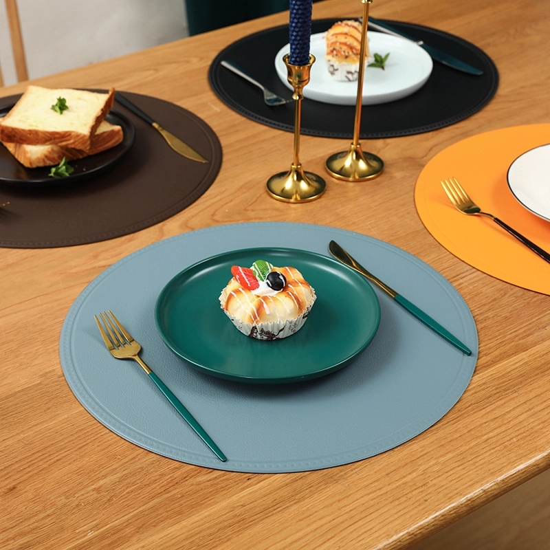 Custom Round PU Leather Table Placemat & Dining Meal Pad 7