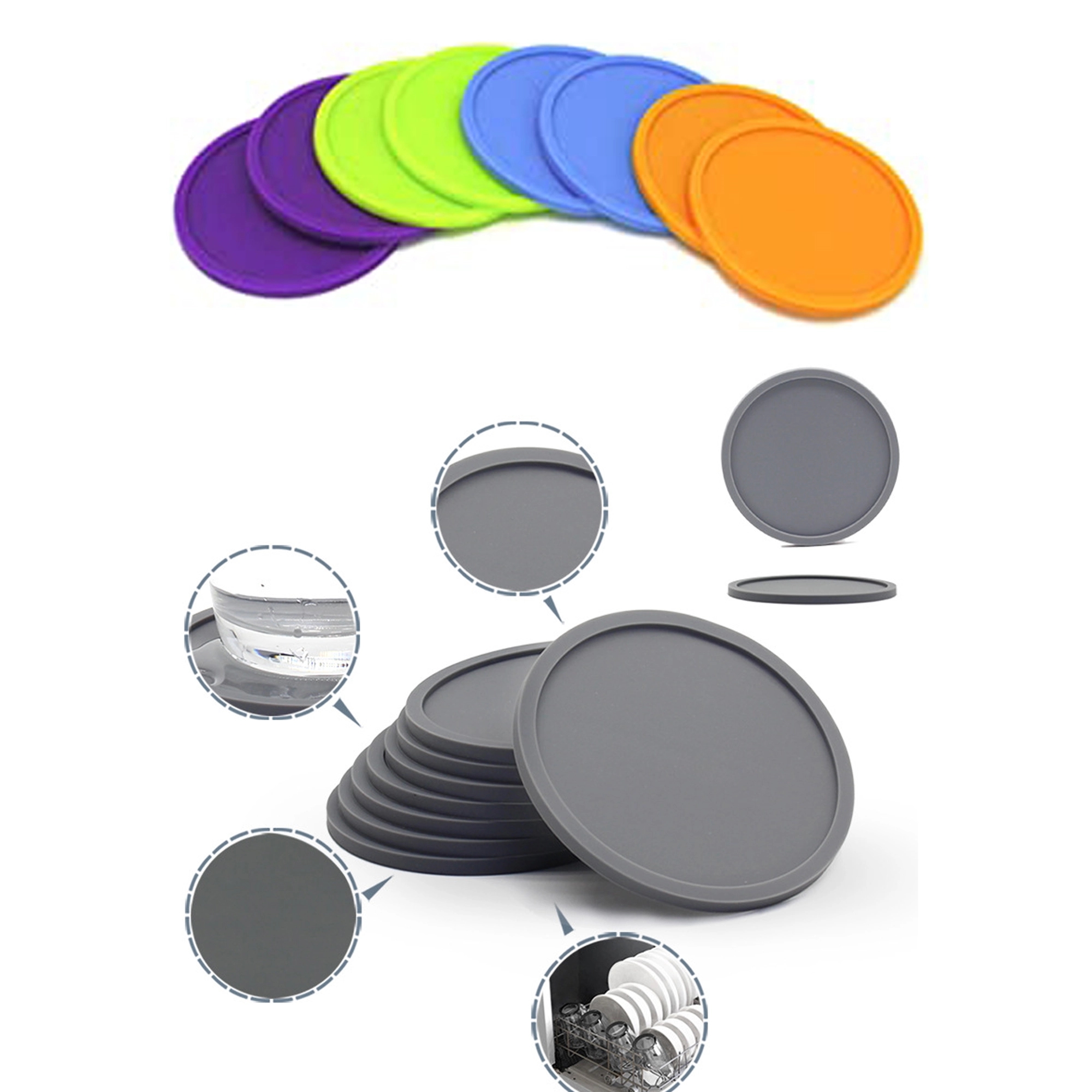 Insulated High Temperature Resistant Round Silicone Coaster