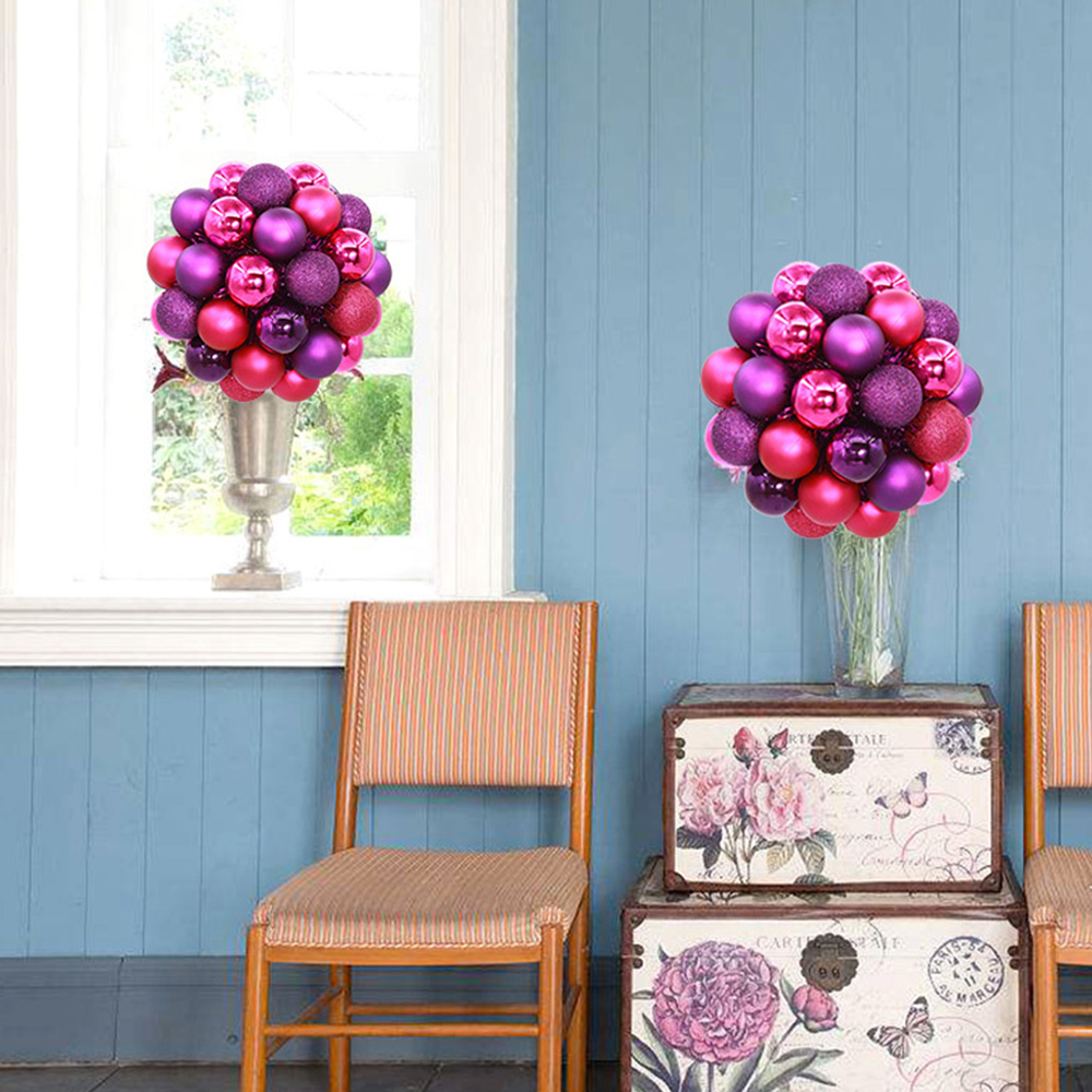 Christmas Tree 18pcs 4cm Colorful Silk Ball Bunch 6