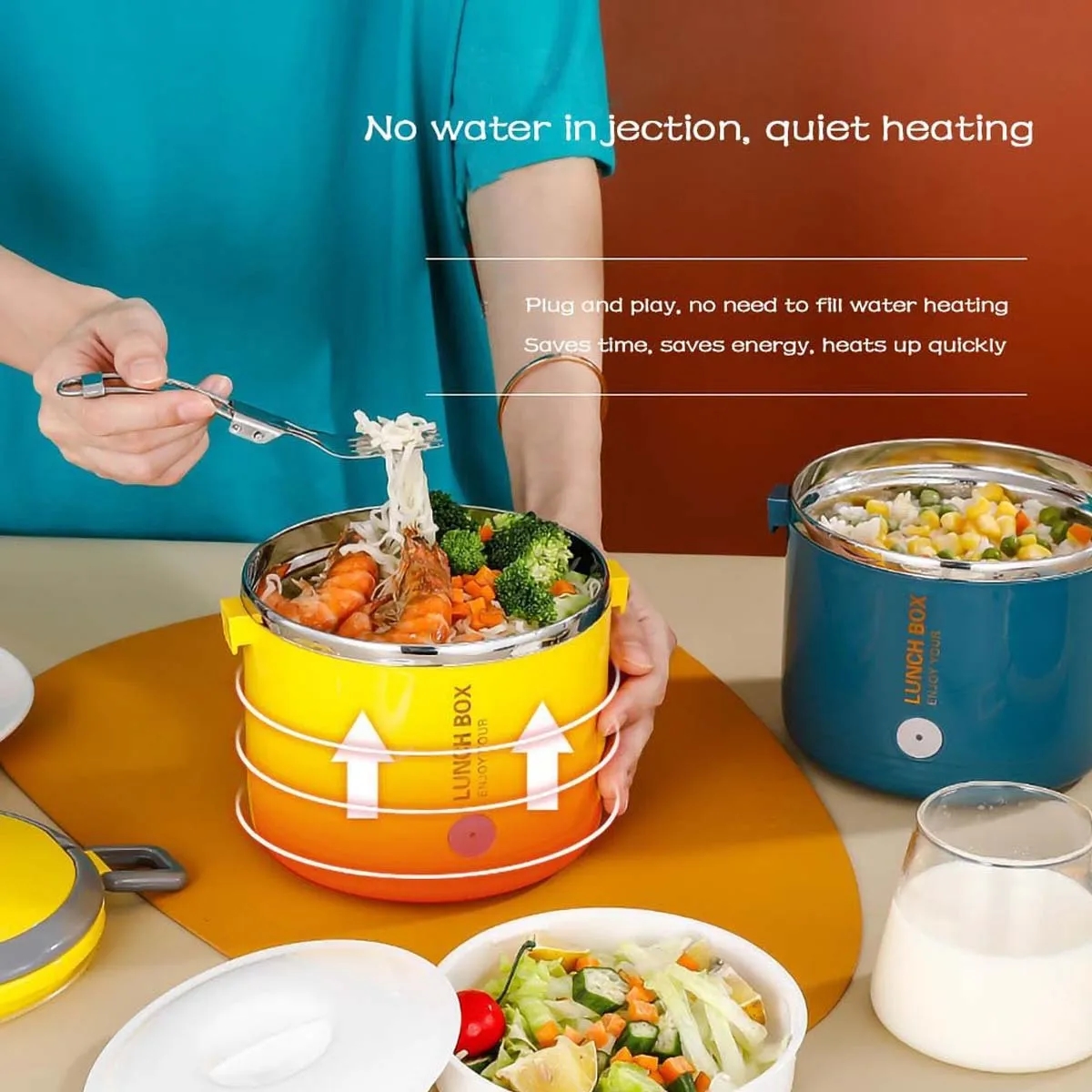 Home Car Insulation Electric Stainless Steel Lunch Box 7