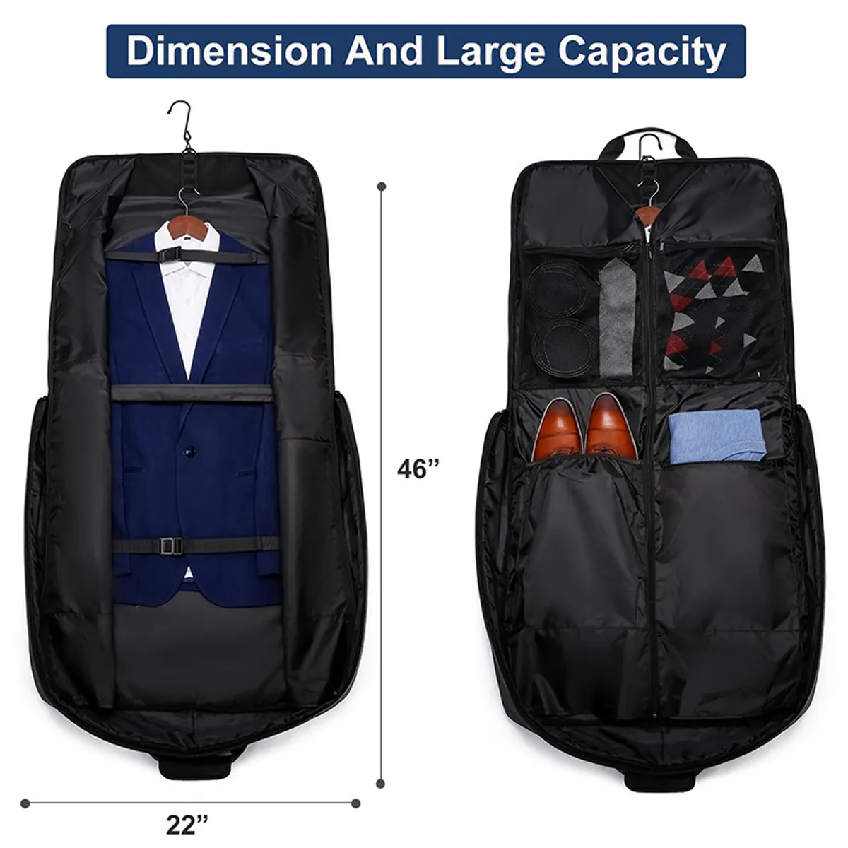 Business Travel 2 in 1 Hanging Luggage for Large Garment Bag 6
