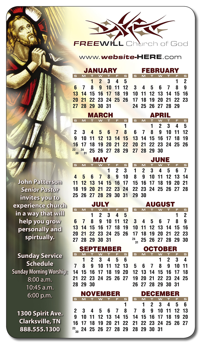 Religious Calendar Magnet - 4x7 Round Corners - 25 mil. 2