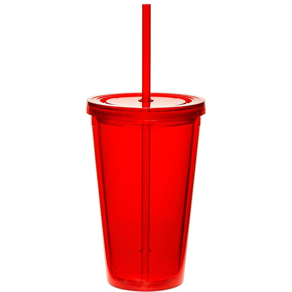 16 oz Double Wall Acrylic Tumbler with Straw 1