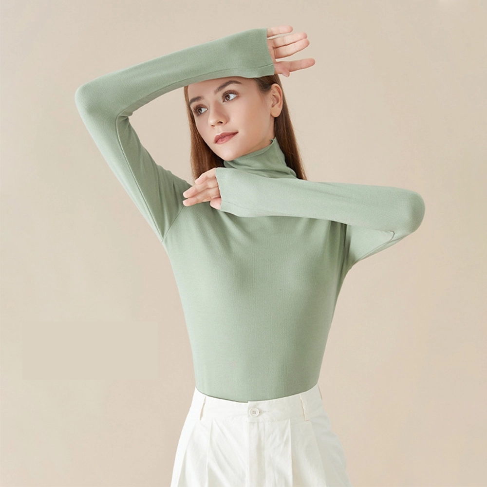 Women's Long Sleeve Turtleneck Pullover Slim Shirt Top 6