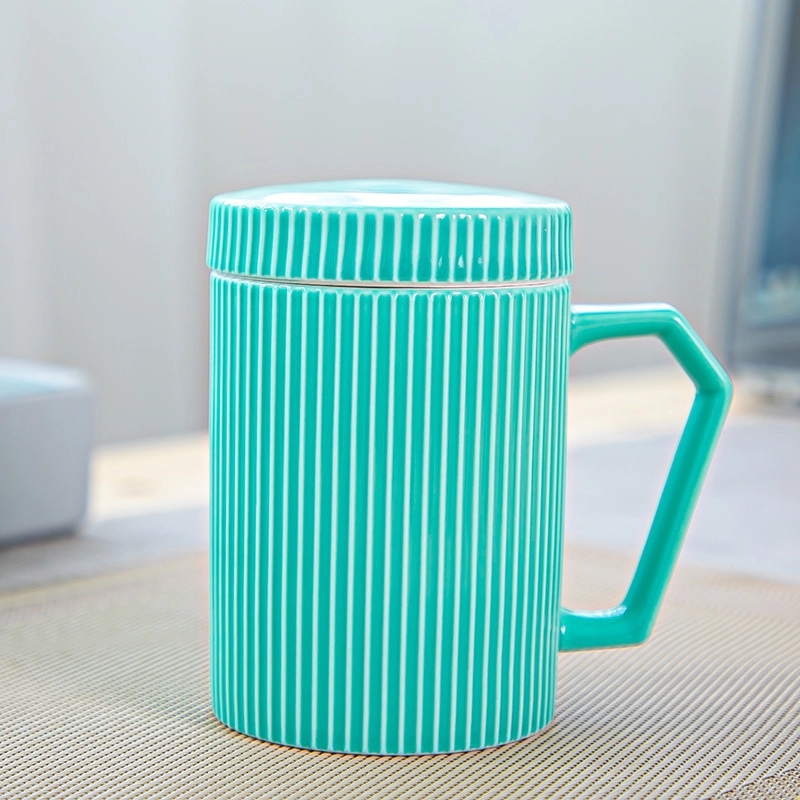 Custom 12 Oz Creative Striped Ceramic Mug 4