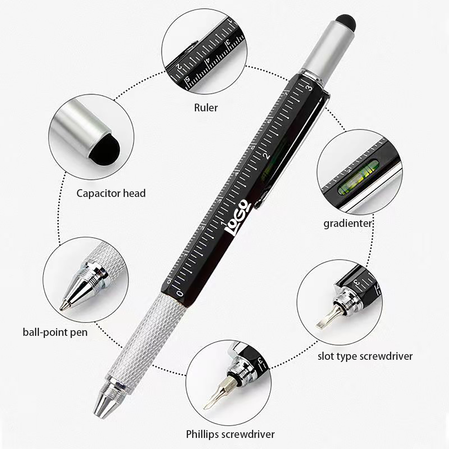 Multifunctional 6-in-1 metal tool pen 10