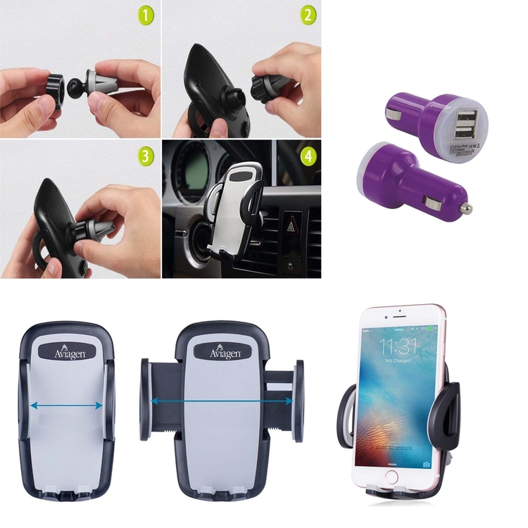 iBank ® Car Phone Holder compatible with iPhone, Galaxy & More 2