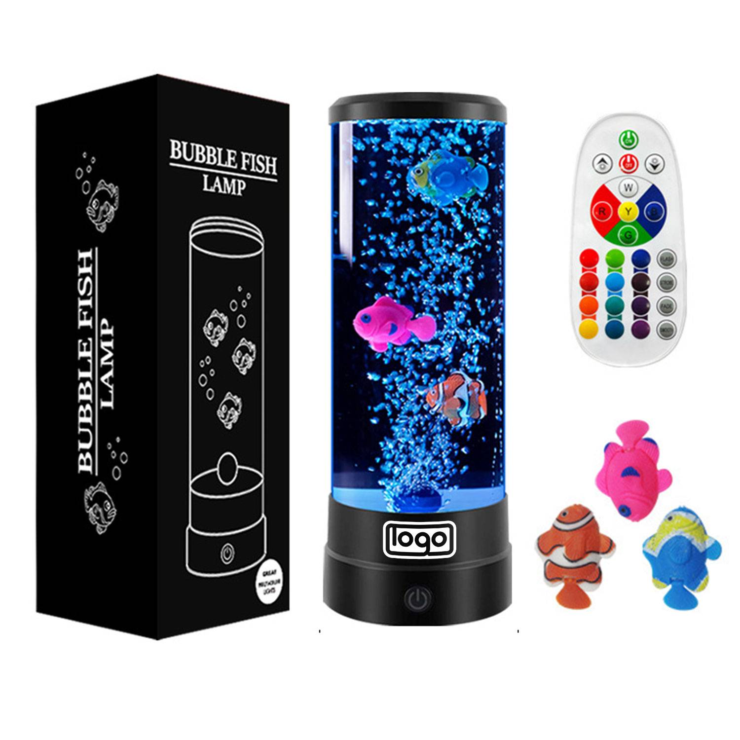 7-Color LED Fish Bubble Night Light with Remote Control 1