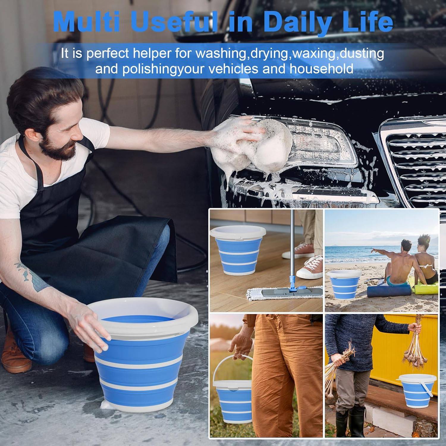 2.6 Gallon Portable Collapsible PP Bucket w/Handle 6