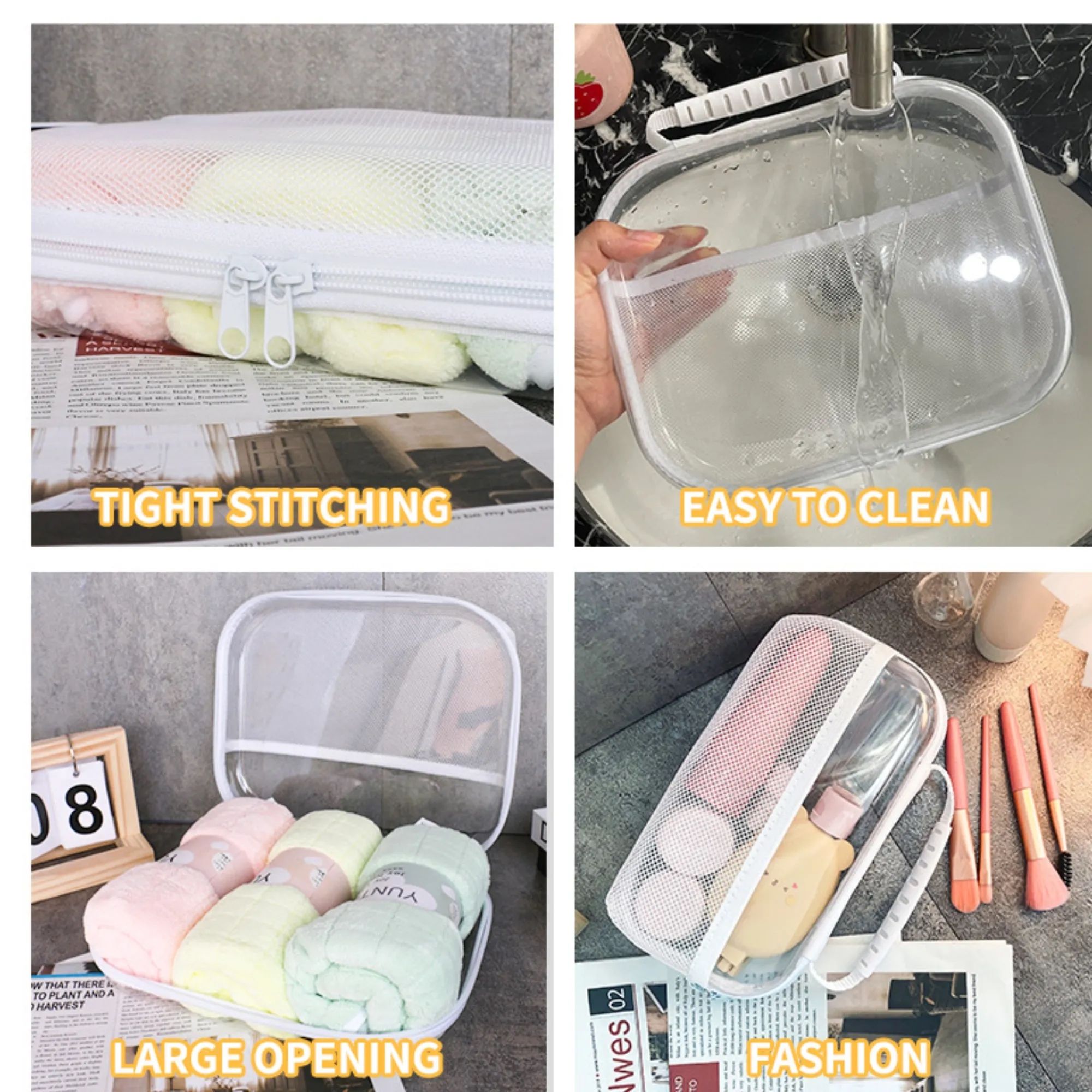 PET Waterproof Travel Toiletries Storage Bag Box With Zipper 4