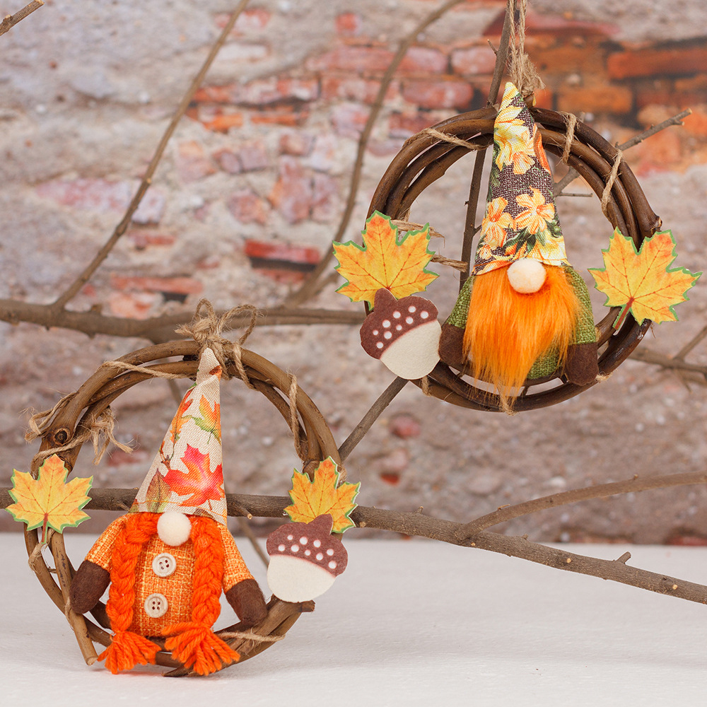 Thanksgiving Day Maple Leaf Doll Wreath Pendant 3