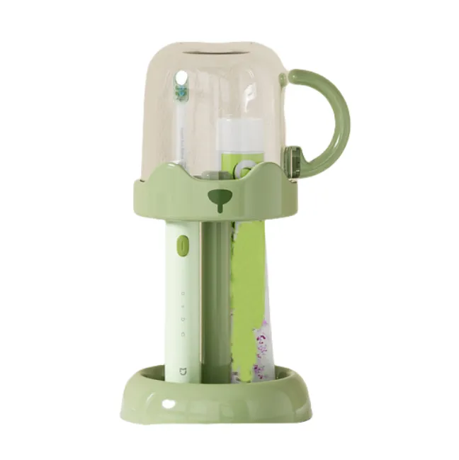 2 Slots Toothbrush Holder Stand with Cover/Cup for Bathroom 2