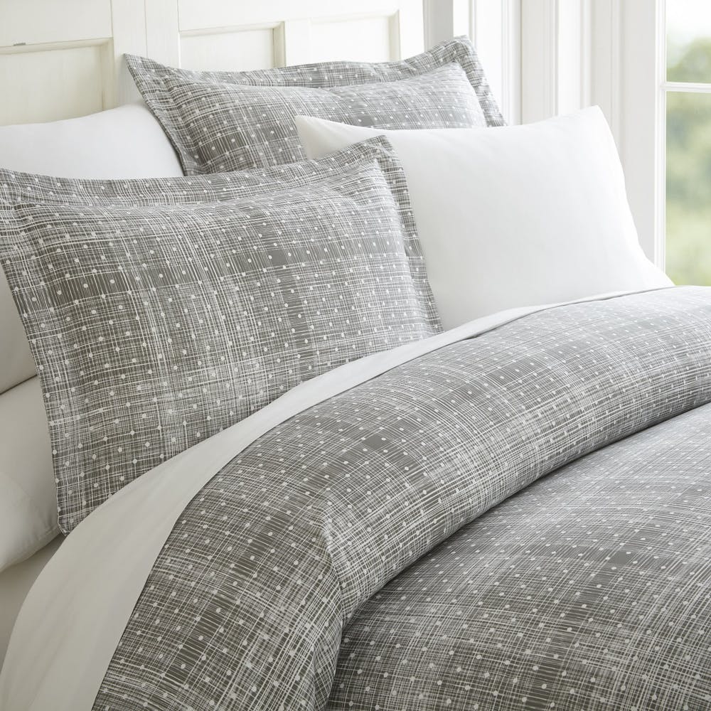 Duvet Cover Sets - Gray Polka Dot King 3 Piece 1