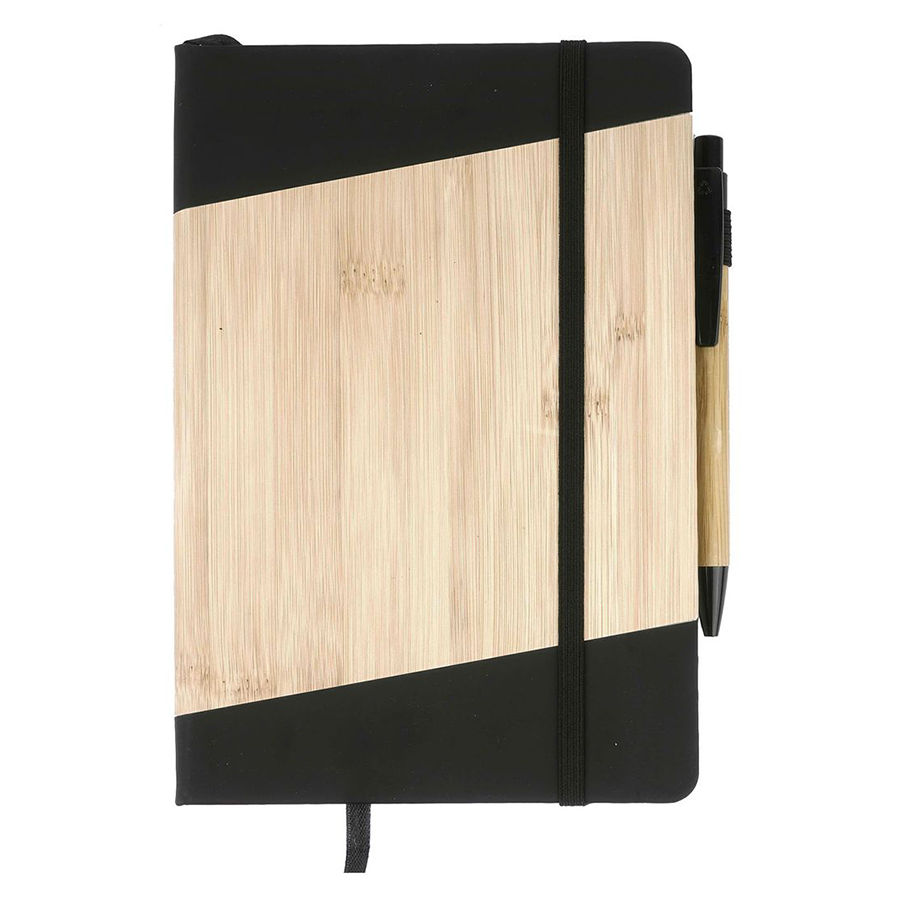 Bamboo Look PU Journal with Matching Strap Closure, Bookmark & Pen Loop 4