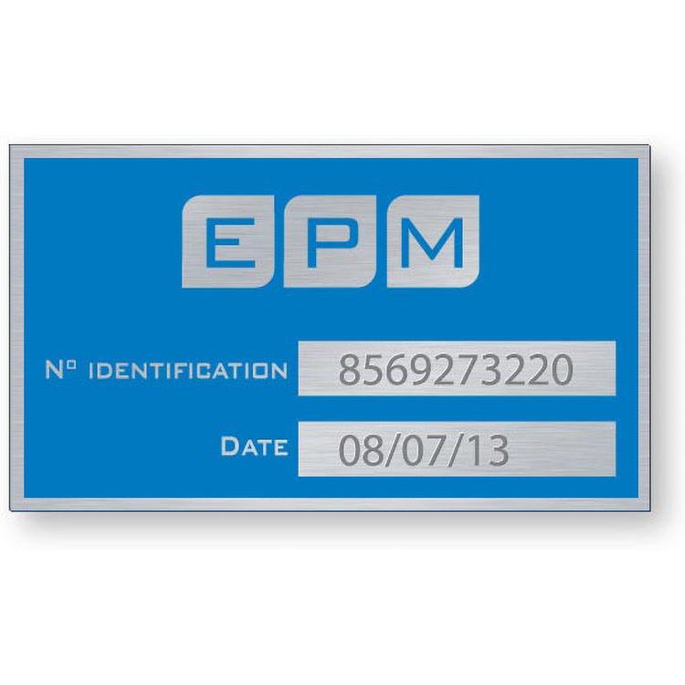 .032 Etched & Filled Satin Aluminum Plate, 3 Sq/In, Black Imprint