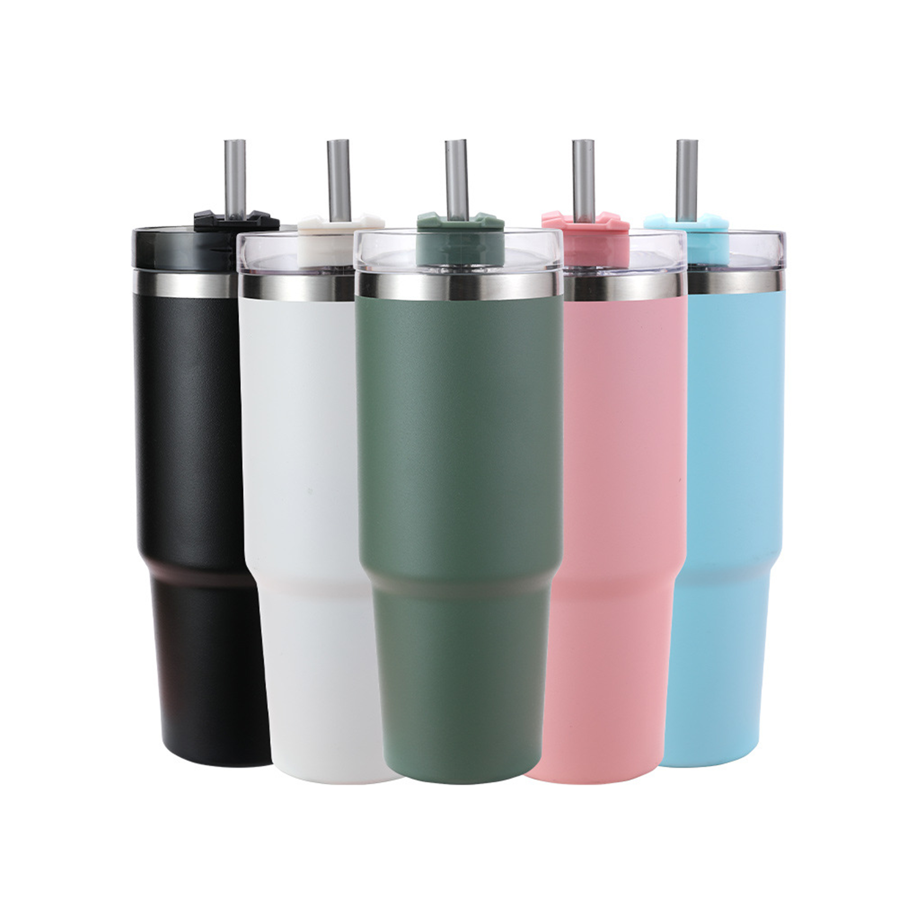 Tumbler with Straw and Lid Iced Coffee Travel Mug Cup 2