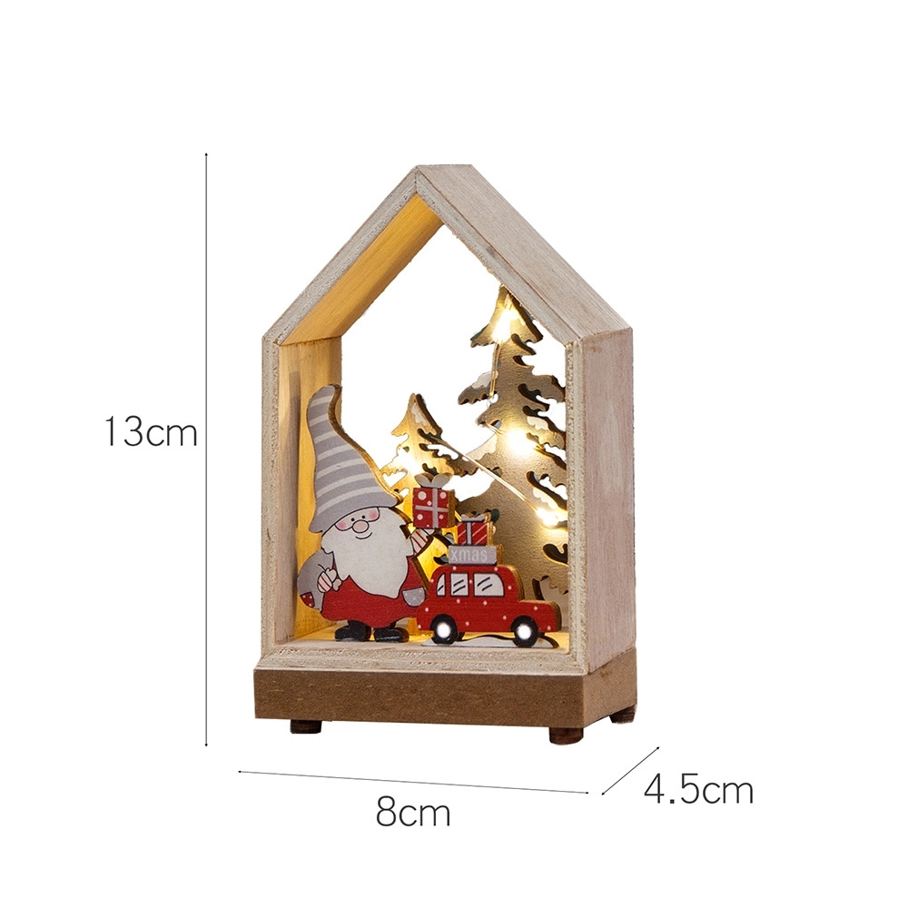Christmas Wood Cutouts Pendants With Led Lights 5