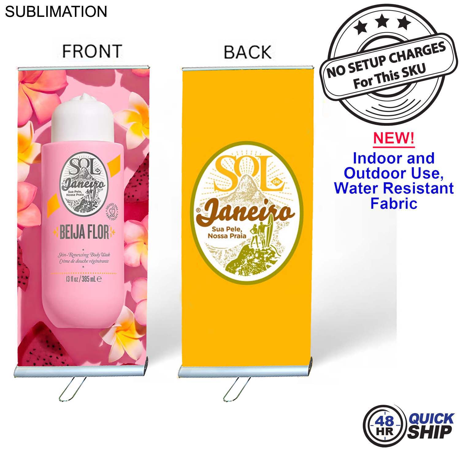 48Hr Quick Ship - Sublimated Heavy Fabric Premium Retractable Banner w/ Double sided Graphics 2