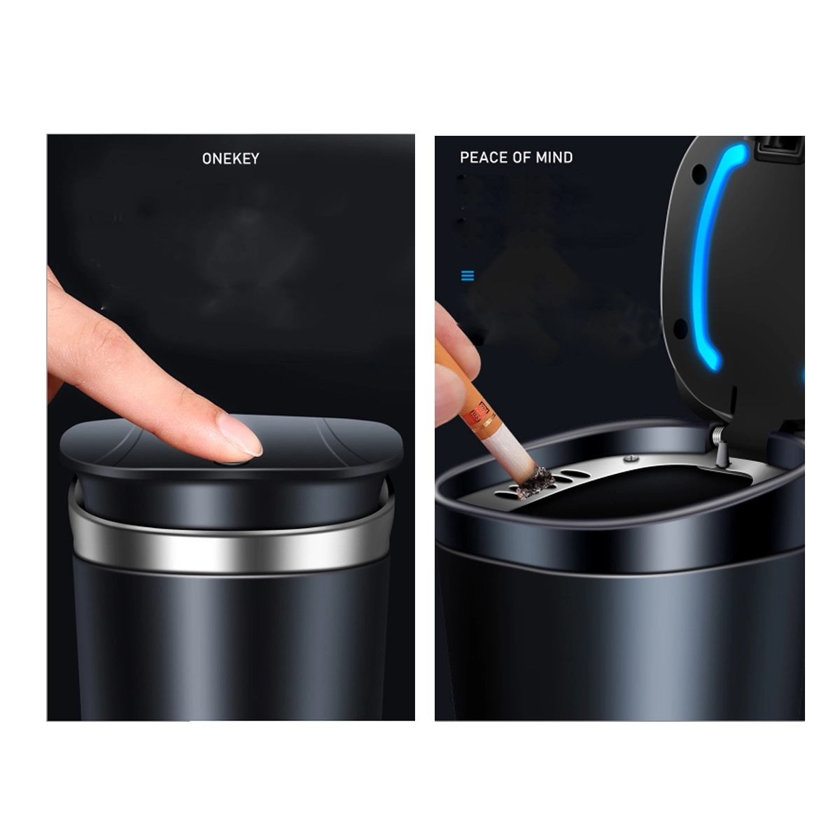 Detachable Stainless Led Light Car Ashtray With Lid 3
