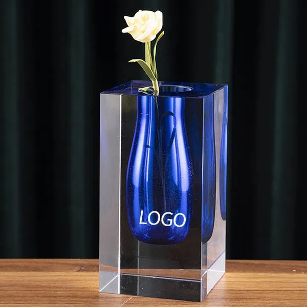 Colored inner double wall crystal bud vase 2
