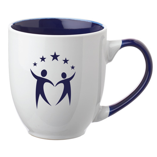 Two-Tone Bistro Style Ceramic Mug with Contrasting Handle, 3